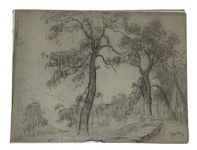 Lot 506 - WILLIAM SAMUEL HORTON (AMERICAN 1865-1936): A CHARCOAL SKETCH OF TREES