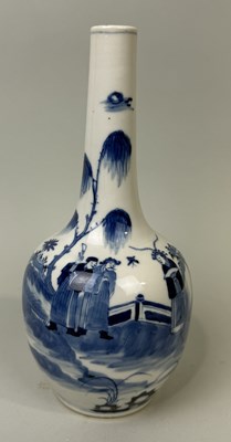 Lot 156 - A CHINESE BLUE AND WHITE BOTTLE VASE PAINTED WITH FIGURES, QING DYNASTY 19TH CENTURY