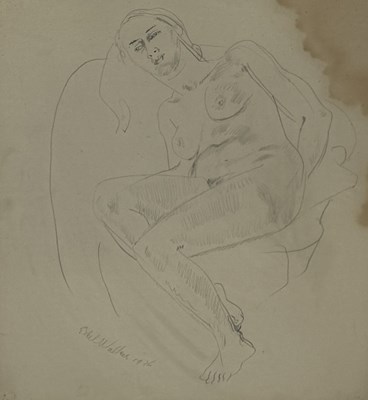 Lot 507 - A PENCIL DRAWING OF A NUDE LADY