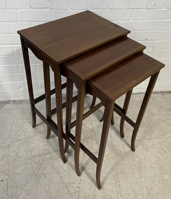 Lot 830 - AN EARLY 20TH CENTURY NEST OF TABLES WITH PARQUETRY INLAY