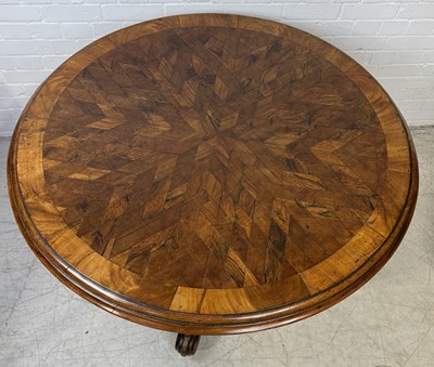 Lot 729 - A 19TH MARQUETRY INLAID STAR SPECIMEN BREAKFAST TABLE