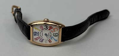 Lot 317 - FRANK MULLER GENEVE, AN 18CT GOLD WRISTWATCH WITH ENAMEL DIAL