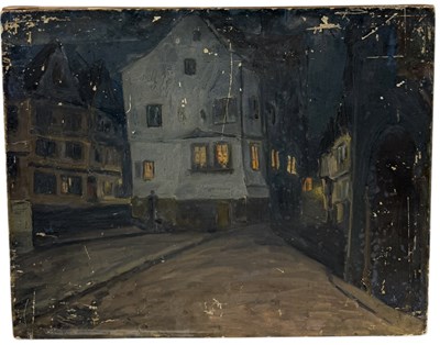 Lot 492 - WILLIAM SAMUEL HORTON (AMERICAN 1865-1936): AN OIL PAINTING ON BOARD DEPICTING A PARISIAN VILLAGE AT NIGHT