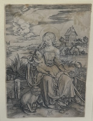 Lot 45 - ALBRECHT DURER: AN ENGRAVING 'VIRGIN AND CHILD WITH MONKEY'