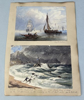 Lot 492 - GEORGE RUSSELL DARTNELL (1799-1878): A WATERCOLOUR PAINTING ON PAPER DEPICTING THE WREK OF THE TROOP SHIP PREMIER IN CAPE CHAT'S BAY