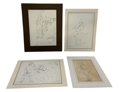 Lot 509 - ALFRED CROWDY LOVETT C.B.E. BRITISH 1862-1919): A GROUP OF FOUR PENCIL DRAWINGS DEPICTING INDIAN SOLDIER PERSONNEL