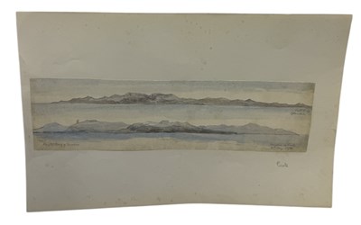 Lot 610 - 19TH CENTURY ENGLISH SCHOOL: A WATERCOLOUR PAINTING ON PAPER BY CAPTAIN BOYER OF THE ROYAL NAVY DEPICTING TWO VIEWS OF CRETE (CANDIA) GREECE