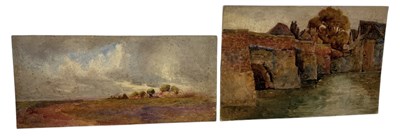 Lot 528 - ALFRED CROWDY LOVETT C.B.E (BRITISH 1862-1919): A PAIR OF LANDSCAPE WATERCOLOUR PAINTINGS ON BOARD