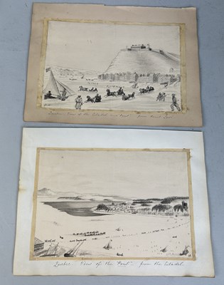 Lot 494 - TWO 19TH CENTURY DRAWINGS ON PAPER DEPICTING QUEBEC, VIEWS OF THE CITADEL AND PONT FROM POINT LEVI