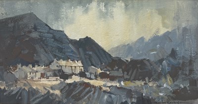 Lot 611 - WILLIAM SELWYN (WELSH B.1933): A MIXED MEDIA PAINTING 'DINORWIC, NORTH WALES'