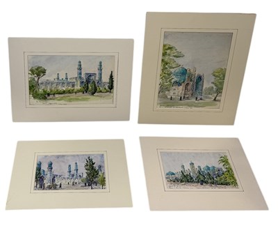 Lot 656 - JOHN CODRINGTON (BRITISH 1898-1991): A GROUP OF FOUR WATERCOLOUR PAINTINGS ON PAPER DEPICTING SHRINES AND MOSQUES OF AFGHANISTAN