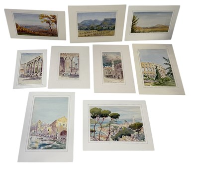 Lot 652 - JOHN CODRINGTON (BRITISH 1898-1991): A GROUP OF NINE WATERCOLOUR PAINTINGS ON PAPER DEPICTING SHRINES AND MOSQUES OF AFGHANISTAN.VIEWS OF YUGOSLAVIA, BELGRADE AND CROATIA