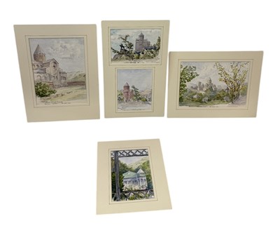 Lot 658 - JOHN CODRINGTON (BRITISH 1898-1991): A GROUP OF FIVE WATERCOLOUR PAINTINGS ON PAPER DEPICTING VIEWS OF GEORGIA