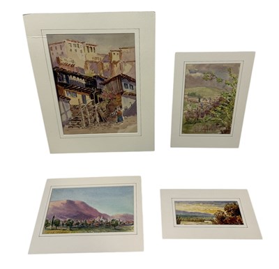 Lot 659 - JOHN CODRINGTON (BRITISH 1898-1991): A GROUP OF FOUR WATERCOLOUR PAINTINGS ON PAPER DEPICTING VIEWS OF BULGARIA