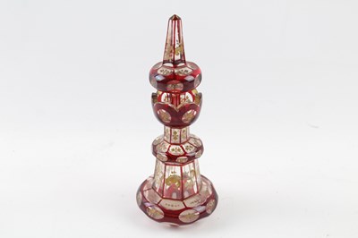 Lot 1158 - AN VICTORIAN BOHEMIAN RUBY AND GILT GLASS SCENT BOTTLE