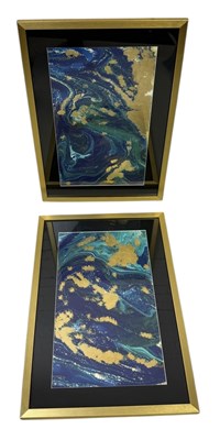 Lot 682 - A PAIR OF MODERNIST MOVEMENT PICTURES, SEAWAVES AND GOLD LEAF SPLASHES