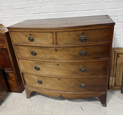 Lot 793 - A 19TH CENTURY BOW FRONT CHEST OF DRAWERS