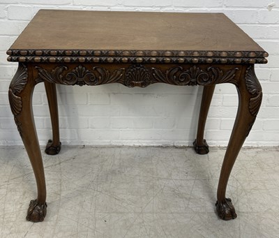 Lot 808 - AN EARLY 20TH CENTURY GEORGIAN STYLE CARVED CARD TABLE WITH FOLDING TOP