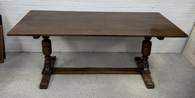 Lot 757 - AN ELIZABETHAN STYLE OAK REFECTORY TABLE