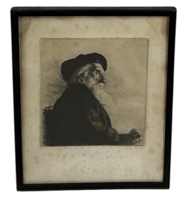 Lot 688 - AN ETCHING ON PAPER DEPICTING AN ELDERLY GENTLEMAN WITH A BEARD