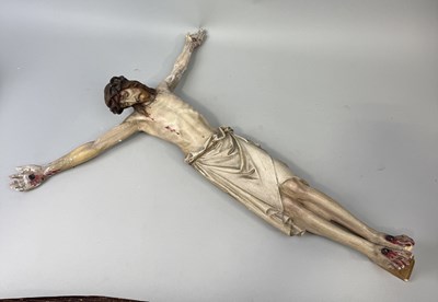 Lot 391 - AN ANTIQUE PAINTED PLASTER CORPUS CHRISTI