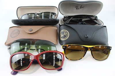 Lot 855 - A COLLECTION OF DESIGNER RAYBAN SUNGLASSES INCLUDING CASE