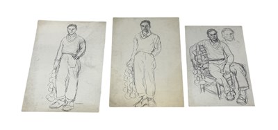 Lot 483 - ATTRIBUTED TO EDWARD LE BAS (BRITISH 1904-1966): A SET OF THREE DRAWINGS ON PAPER DEPICTING A YOUNG MAN