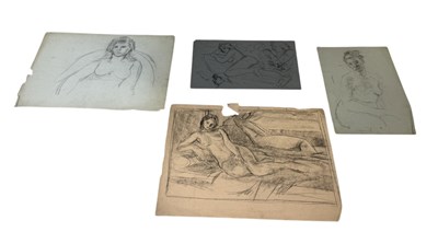 Lot 490 - ATTRIBUTED TO EDWARD LE BAS (BRITISH 1904-1966): A GROUP OF FOUR DRAWINGS ON PAPER DEPICTING A NUDE LADY