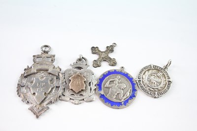 Lot 276 - FIVE ANTIQUE VINTAGE HALLMARKED .925 STERLING SILVER MEDALLIONS