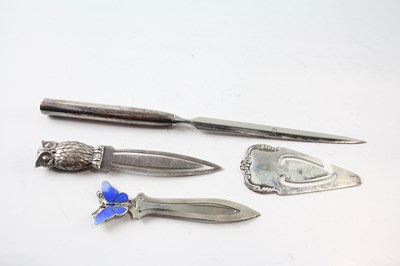 Lot 241 - FOUR 925 STERLING SILVER BOOKMARKS AND LETTER OPENER