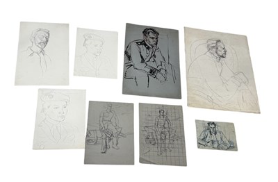 Lot 480 - ATTRIBUTED TO EDWARD LE BAS (BRITISH 1904-1966): A GROUP OF EIGHT DRAWINGS DEPICTING MALE FIGURES