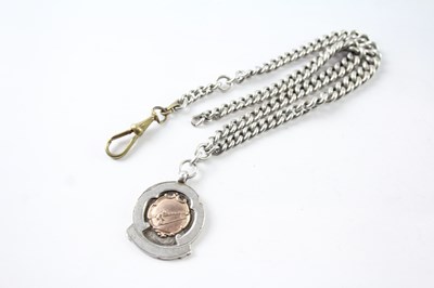 Lot 258 - AN ANTIQUE .925 STERLING SILVER FOB & CURB LINK ALBERT CHAIN