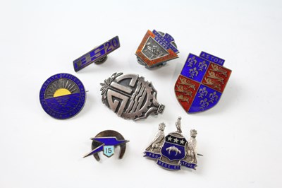 Lot 254 - SEVEN .925 STERLING SILVER BADGES INCLUDING ENAMEL