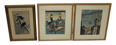 Lot 98 - THREE 19TH CENTURY JAPANESE WOODBLOCK PRINTS, INCLUDING OHARA KOSON