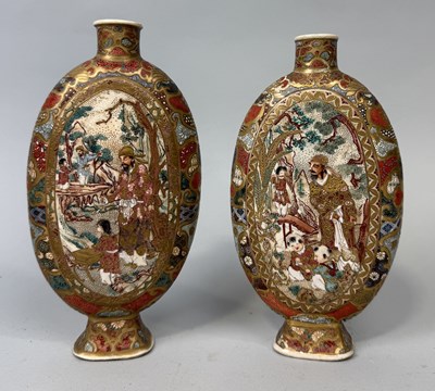 Lot 361 - A PAIR OF JAPANESE SATSUMA FLASKS, 19TH CENTURY