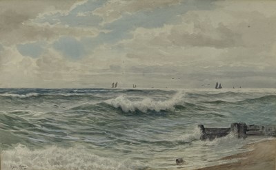 Lot 614 - HENRY MOORE OF HULL (BRITISH 1831-1895): A WATERCOLOUR PAINTING ON PAPER DEPICTING A SEASCAPE