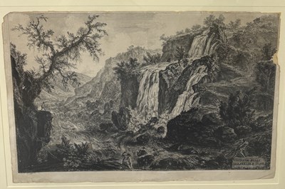 Lot 59 - GIOVANNI BATTISTA PIRANESI (ITALIAN 1720-1778): 'VEDUTA DELLE CASCATELLE A TIUOLI'