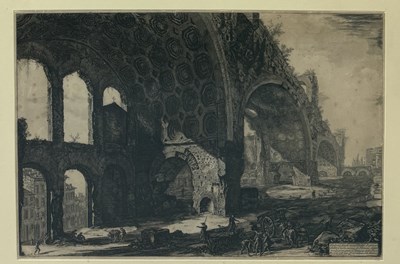 Lot 22 - GIOVANNI BATTISTA PIRANESI (ITALIAN 1720-1778): 'VEDUTA DEGLI AVANZI DEL TABLINO DELLA CASA AUREA DI NERONE DETTI VOLGARMENTE IL TEMPIO DELLA PACE