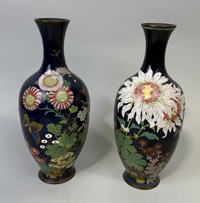 Lot 885 - A PAIR OF JAPANESE CLOISSONNE VASES