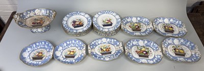 Lot 875 - A COLLECTION OF NEWHALL CHINA, PAINTED WITH BASKETS OF FRUIT, AND FLORAL SCROLLS