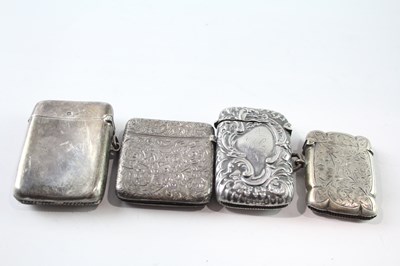 Lot 222 - A GROUP OF FOUR ANTIQUE .925 STERLING SILVER VESTA/MATCH CASES INCLUDING EDWARDIAN