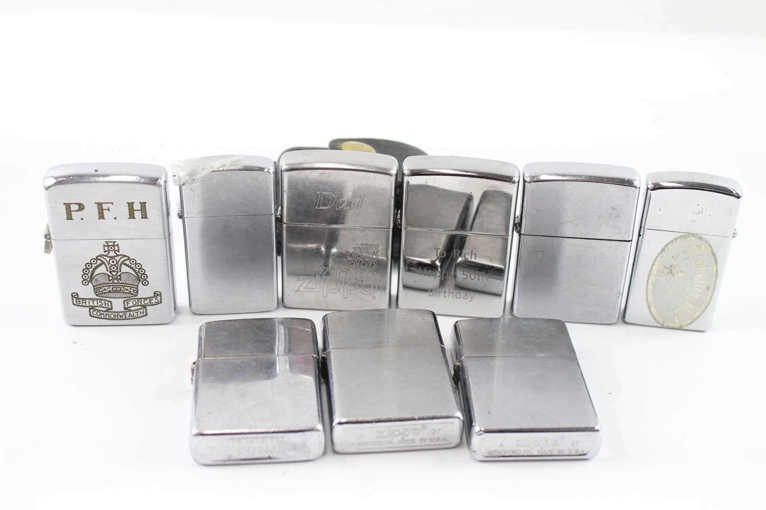 Lot 846 - A GROUP OF VINTAGE ZIPPO LIGHTERS, INCLUDING CHROME