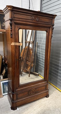 Lot 761 - A LARGE 19TH CENTURY WARDROBE WITH MIRROR FRONT DOOR