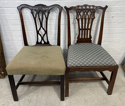 Lot 815 - A PAIR OF MAHOGANY CHIPPENDALE REVIVAL SIDE CHAIRS