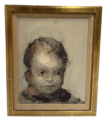 Lot 595 - JAMES TAYLOR (1925-2000): AN OIL PAINTING ON BOARD DEPICTING A CHILD