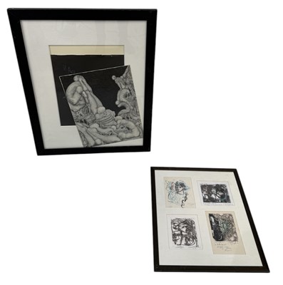 Lot 681 - AN ABSTRACT DRAWING/PRINT ALONG WITH FOUR SIGNED PRINTS