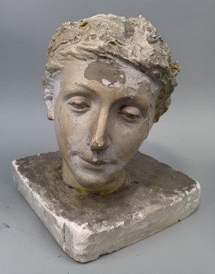 Lot 357 - DORIS FLINN (1892-1977): A PLASTER SCULPTURE OF LADY'S HEAD