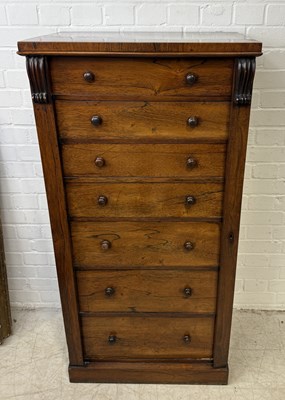 Lot 801 - AN ANTIQUE ROSEWOOD WELLINGTON CHEST