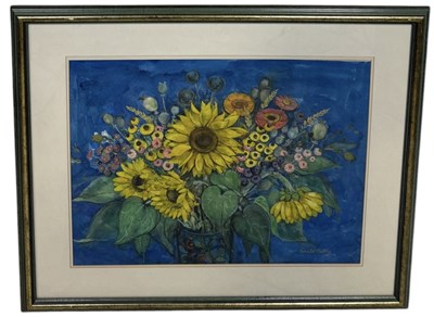 Lot 626 - SHEILA FINDLAY RWS (SCOTTISH B.1928) WATERCOLOUR PAINTING ON PAPER DEPICTING 'SEPTEMBER BOUQUET'