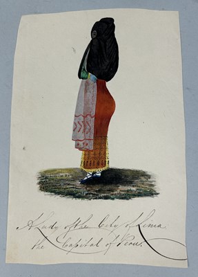 Lot 501 - A RARE WATERCOLOUR DEPICTING A LADY OF THE CITY OF LIMA, THE CAPITAL OF PERU